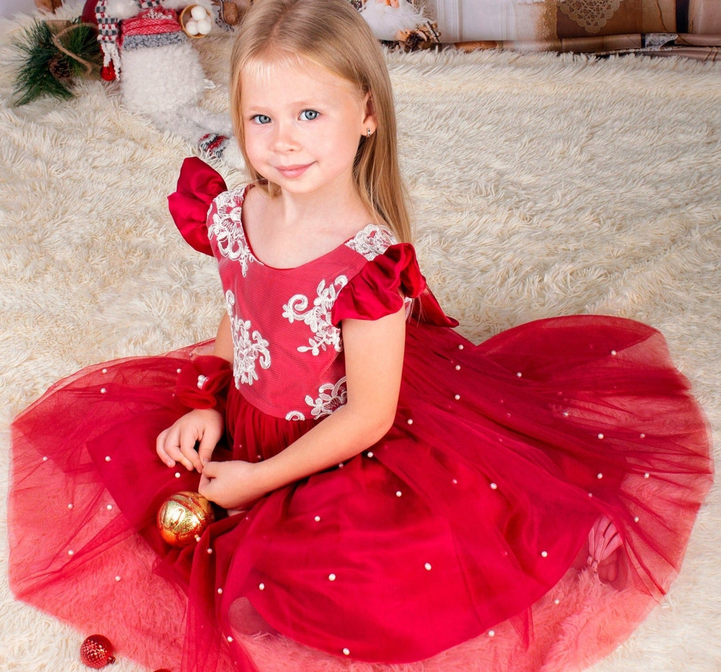 Christmas Girl Lace Dress - Kids clothes