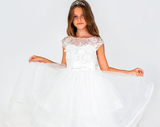 SAMPLE SALE! Flower Girls Lace Layered Heart Open Back Dress