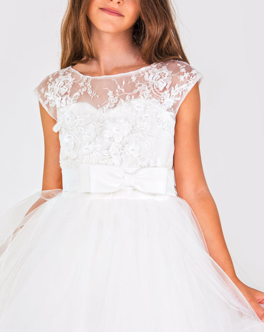 SAMPLE SALE! Flower Girls Lace Layered Heart Open Back Dress