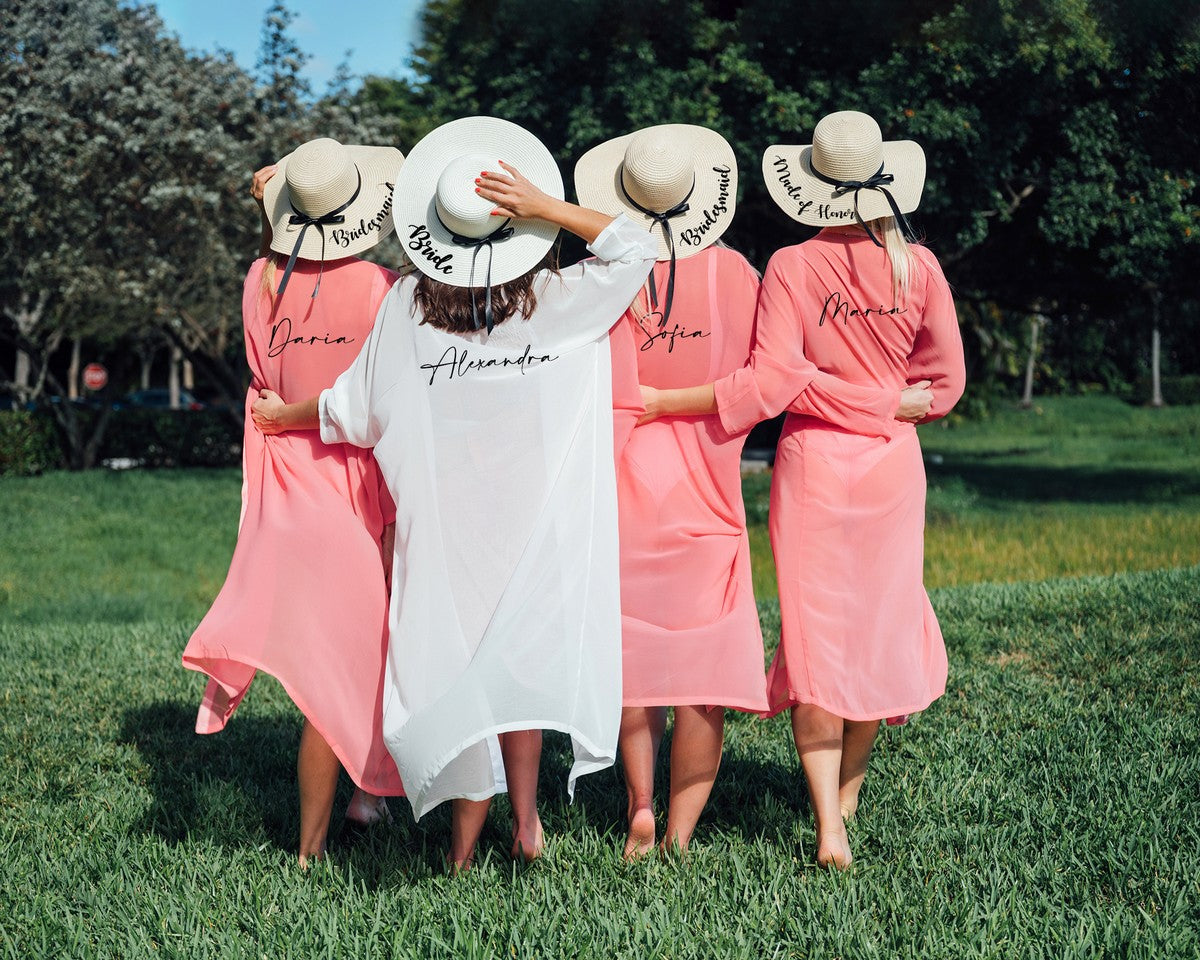 Custom Bridesmaids Beach Long Cover Ups - Long Sleeves -