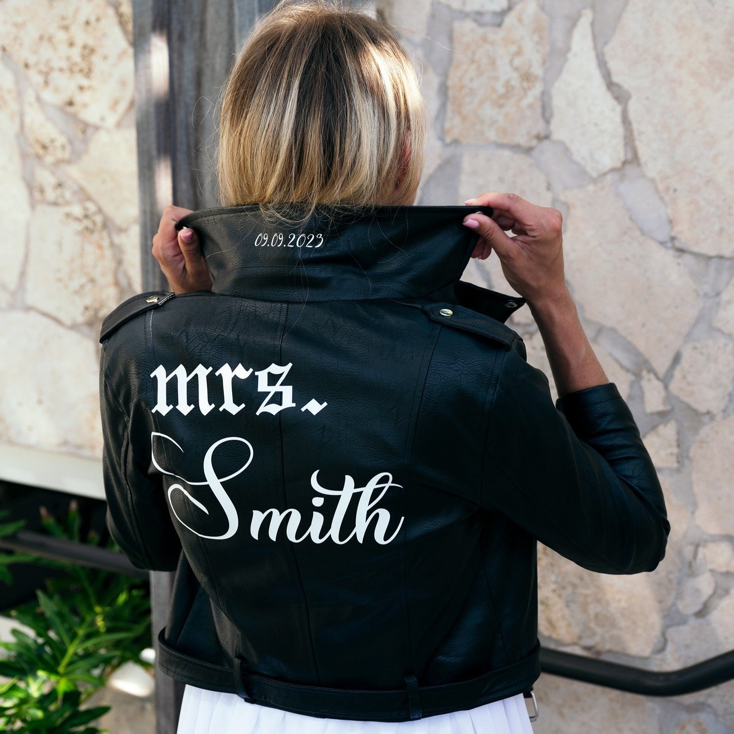 Custom Leather Mrs. Jacket Gothic Style - XS / Black -