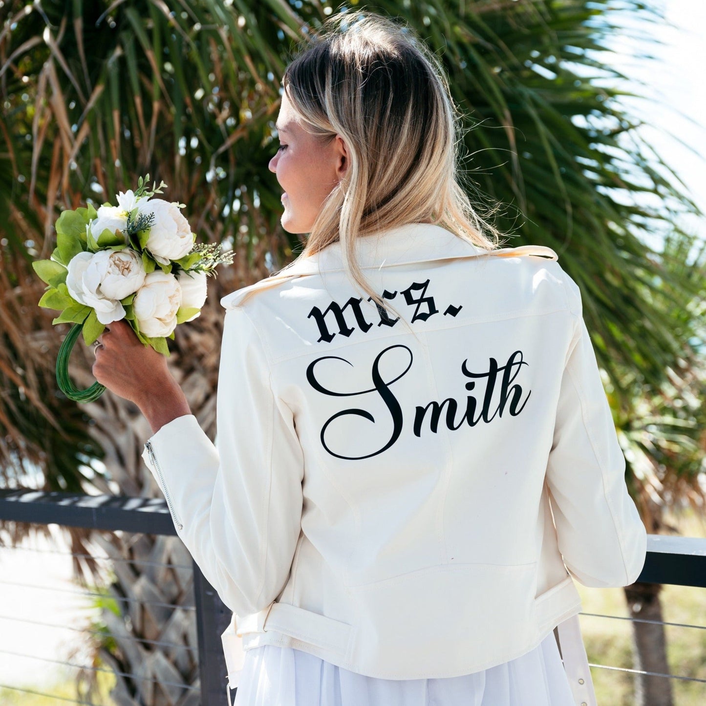 Custom Leather Mrs. Jacket Gothic Style - XS / White -