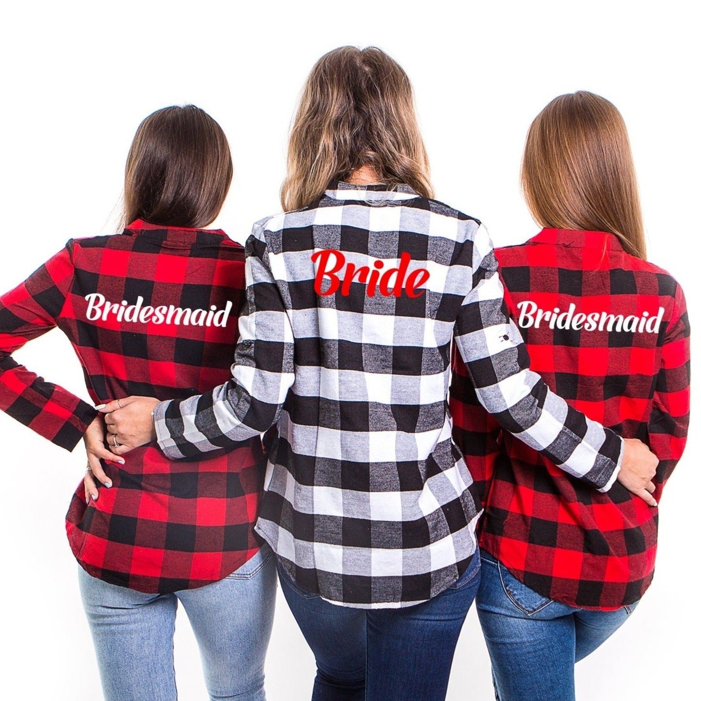 Custom Plaid Buffalo Bridesmaid Shirts Buttons up - Kids