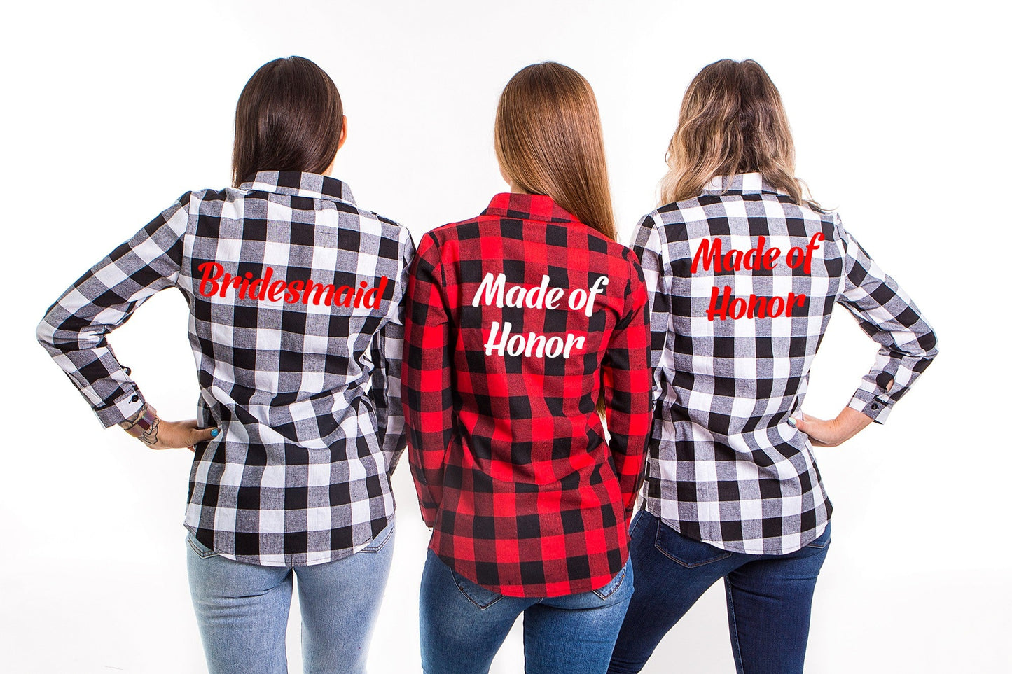 Custom Plaid Buffalo Bridesmaid Shirts Buttons up - Kids