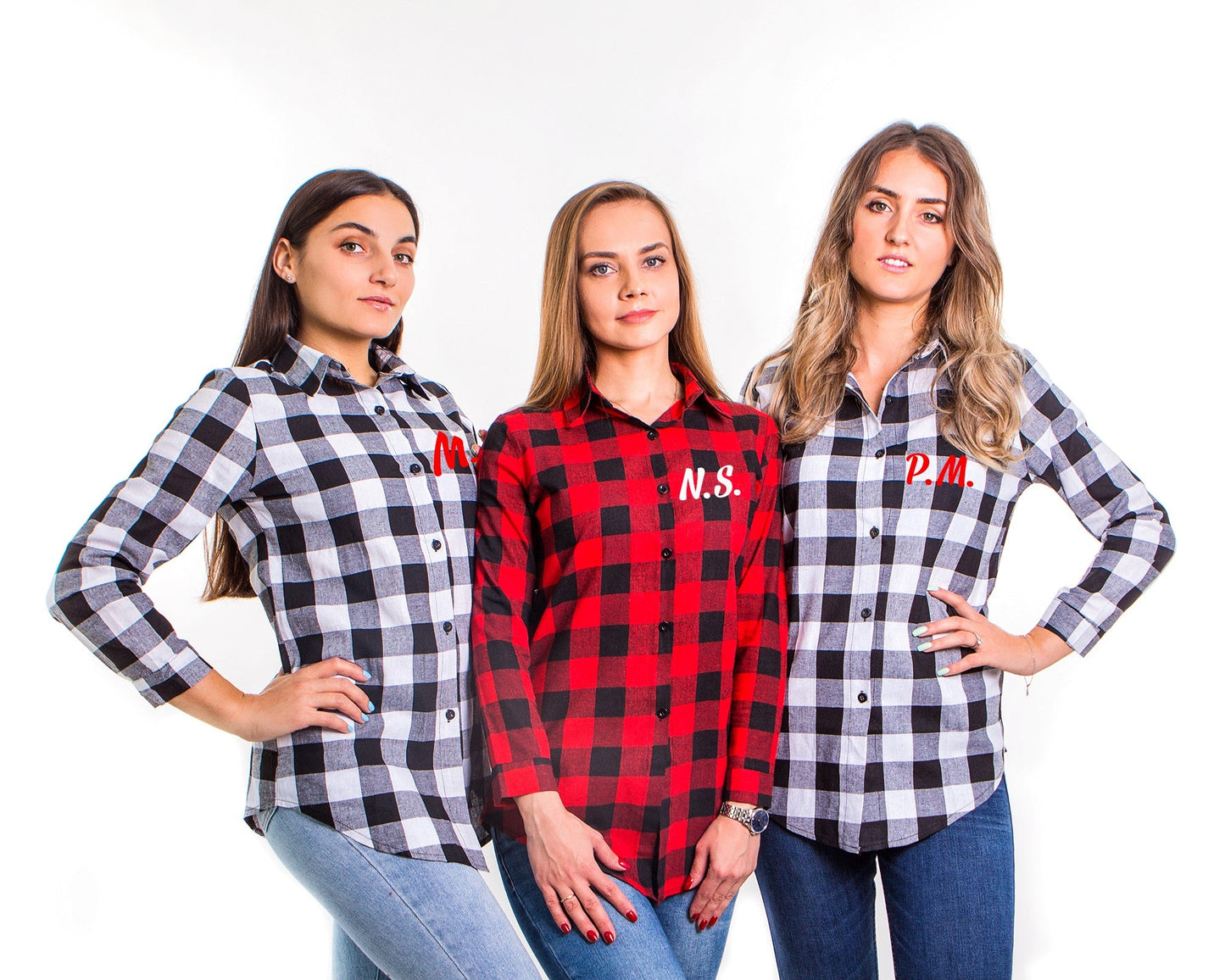 Custom Plaid Buffalo Bridesmaid Shirts Buttons up - Kids