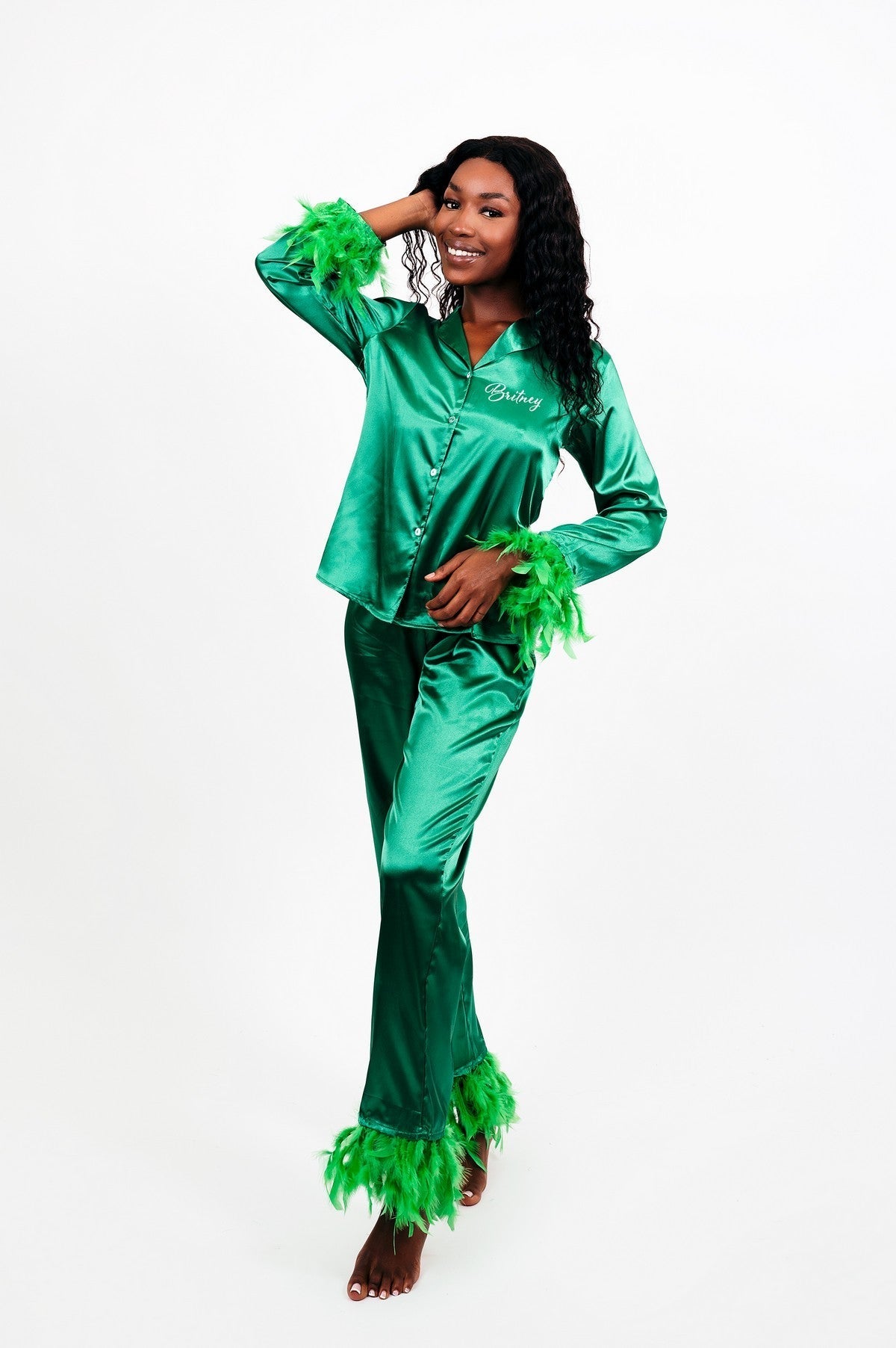 Custom Silky Pajamas with feather - L+L - women’s pajama