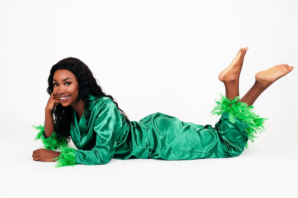 Custom Silky Pajamas with feather - L+L - women’s pajama