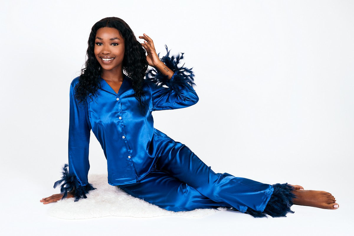 Custom Silky Pajamas with feather - L+L - women’s pajama