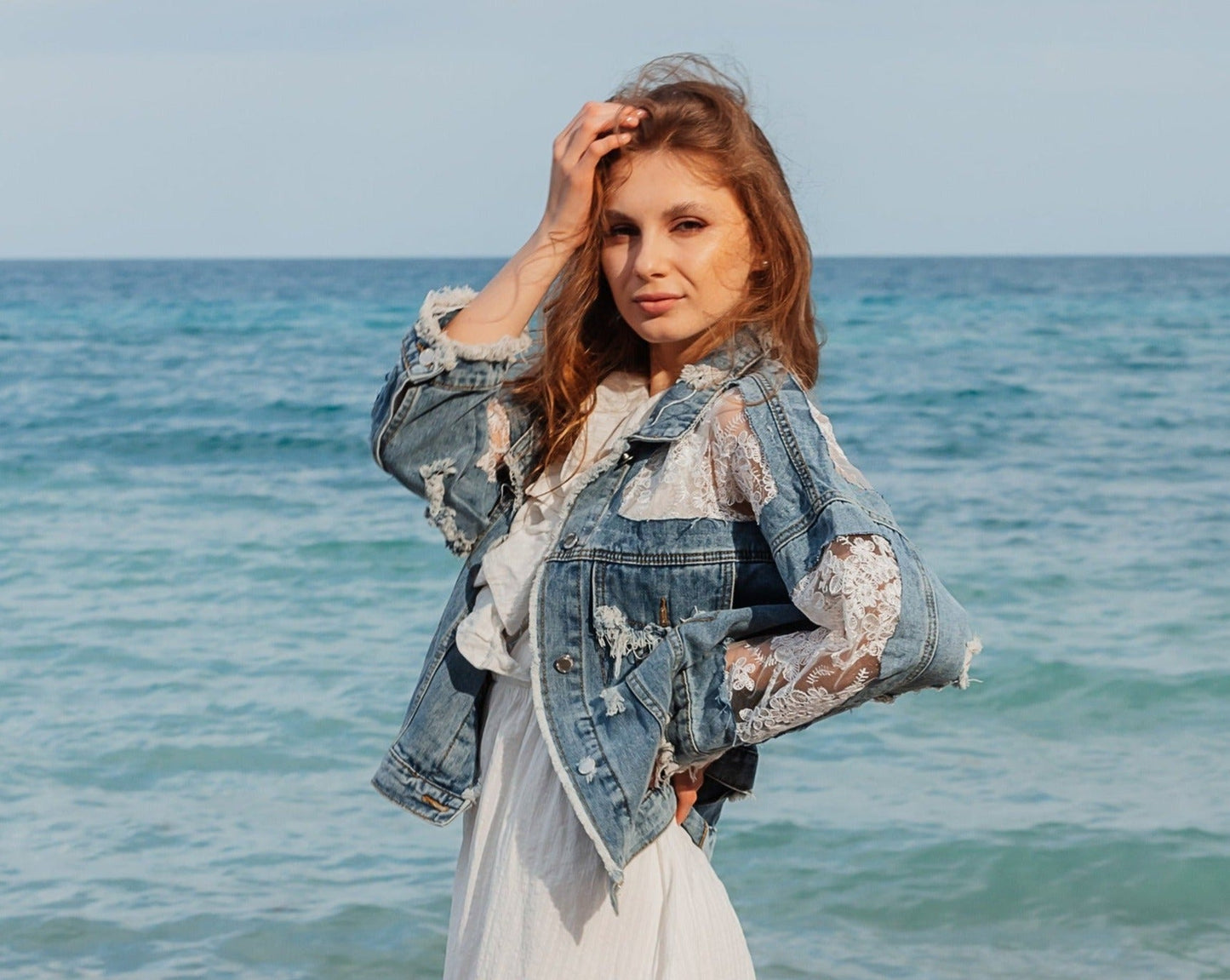 Custom Wedding Lace Bride Denim Jacket - Custom jackets