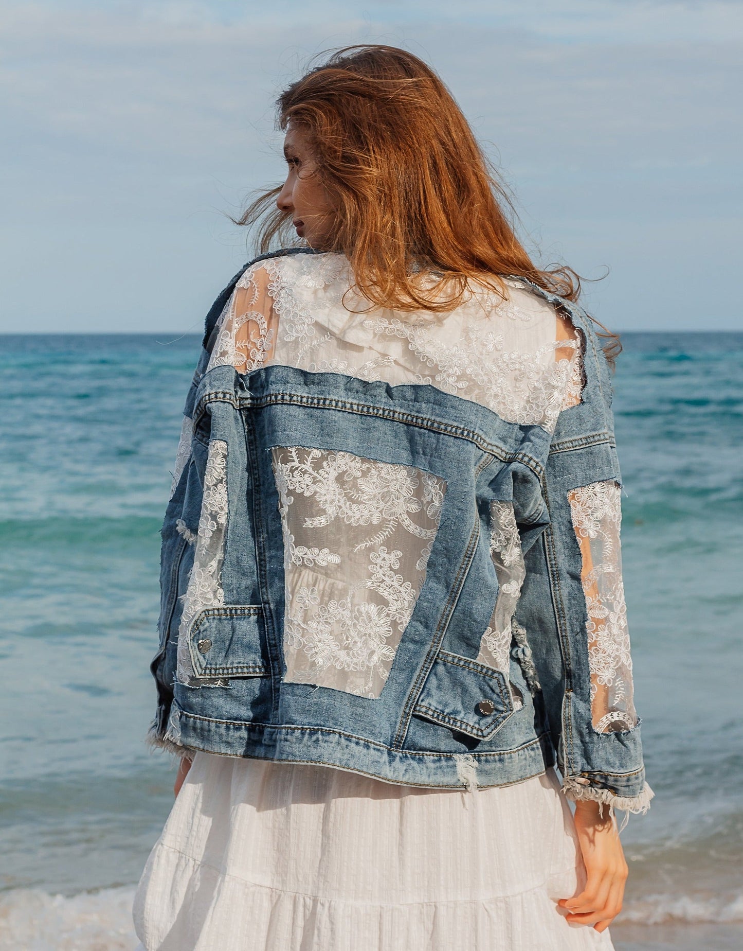 Custom Wedding Lace Bride Denim Jacket - Custom jackets
