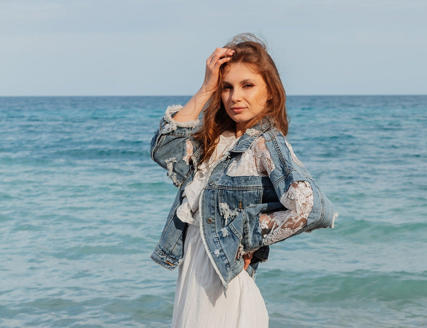 Custom Wedding Lace Bride Denim Jacket - Custom jackets