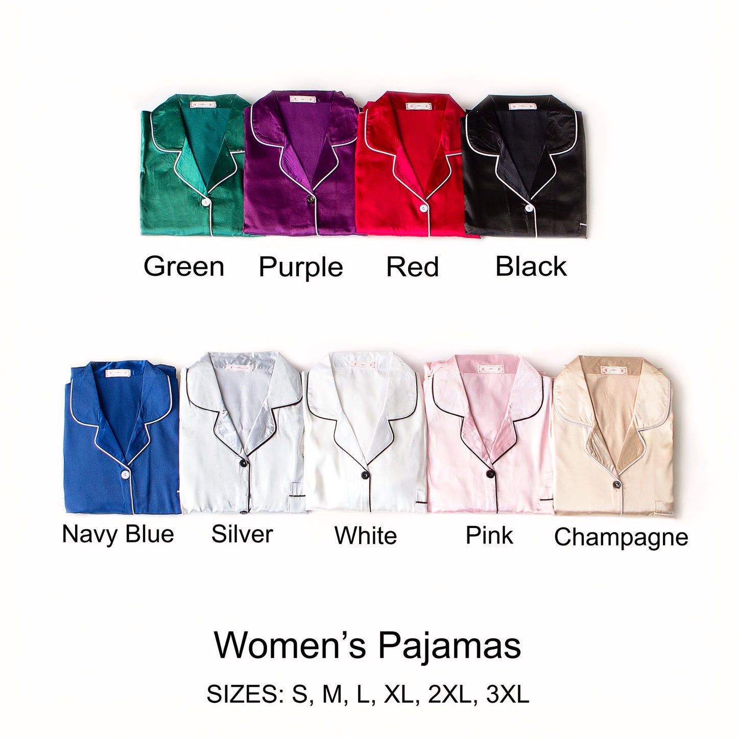 Customized Bridesmaid Satin Pajama Sets Long Sleeves+Pants -