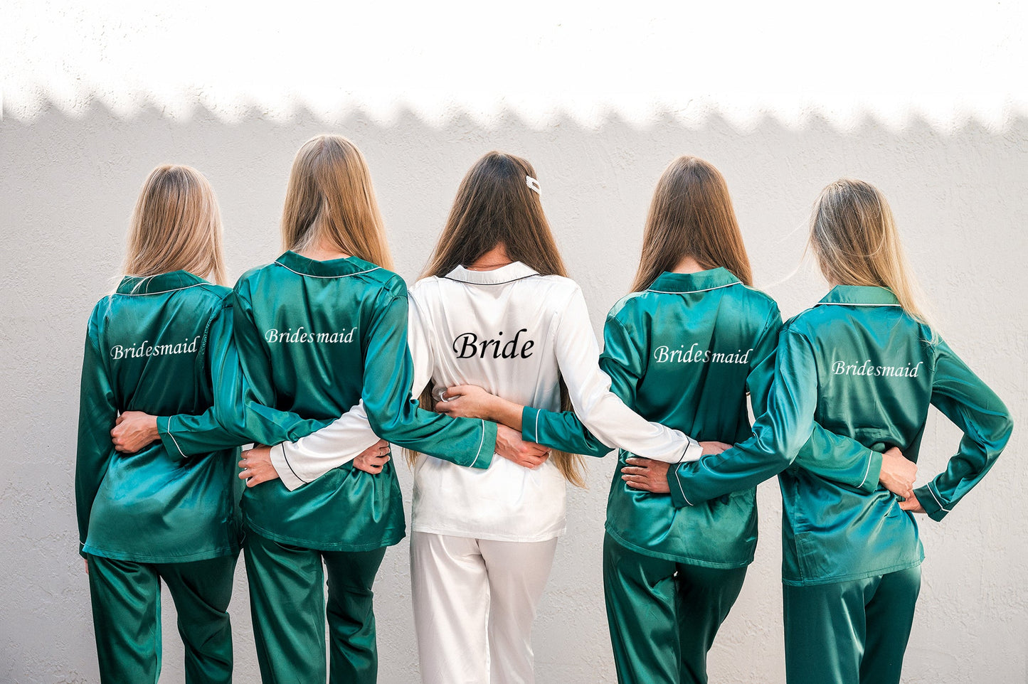 Customized Bridesmaid Satin Pajama Sets Long Sleeves+Pants -