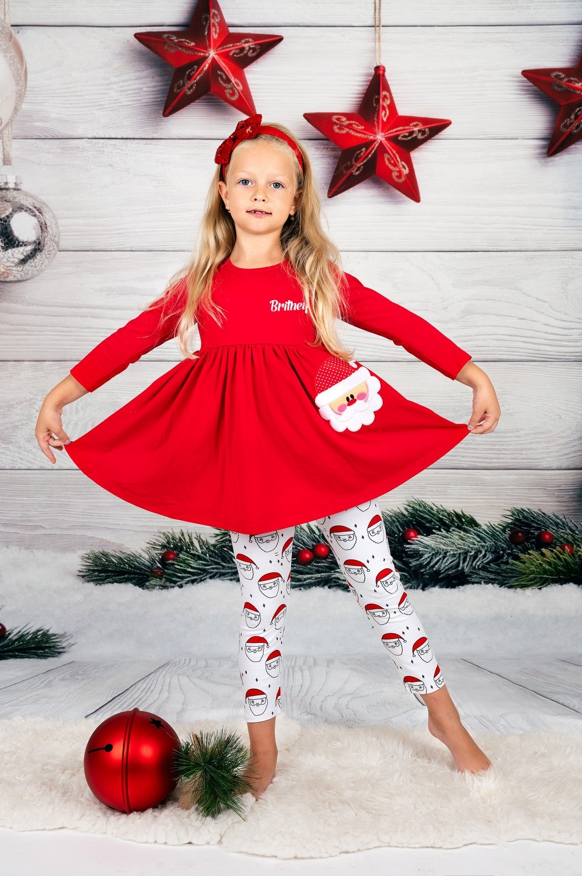 Customized Girls Set Top + Leggings Christmas Outfit Customized Girls Set Top + Leggings Christmas Outfit