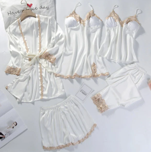 Bridal 5 pcs Night Set with Lace