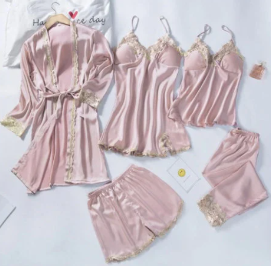 Bridal 5 pcs Night Set with Lace