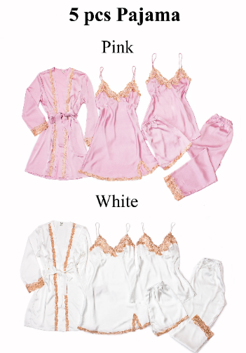 Bridal 5 pcs Night Set with Lace