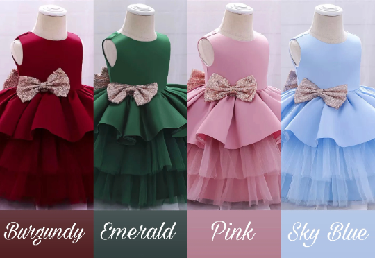 Flower Girls Short Satin Tutu Dress Gold Sequin Bow