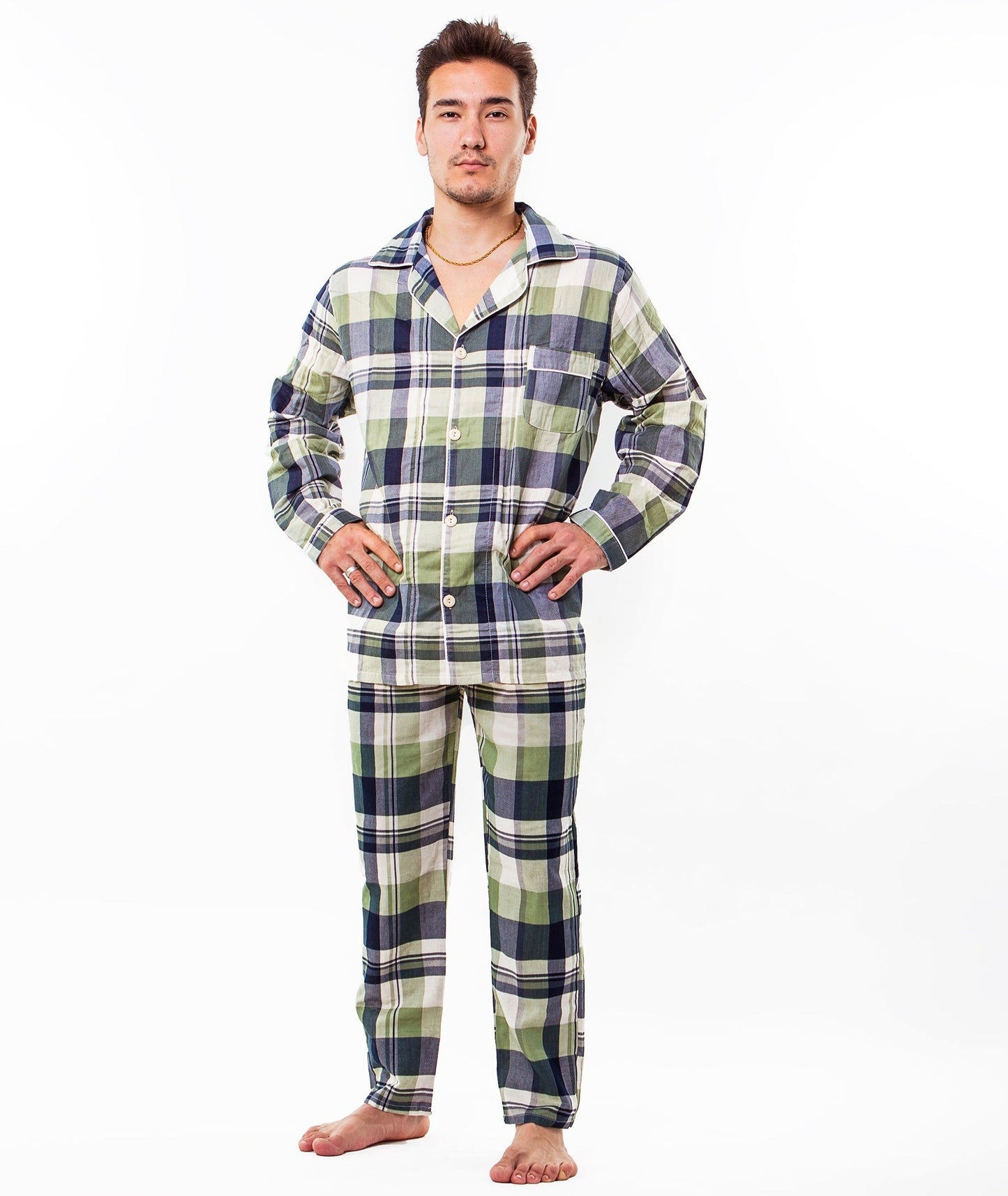Green Plaid Menโs Pajama Set - Menโs Pajamas