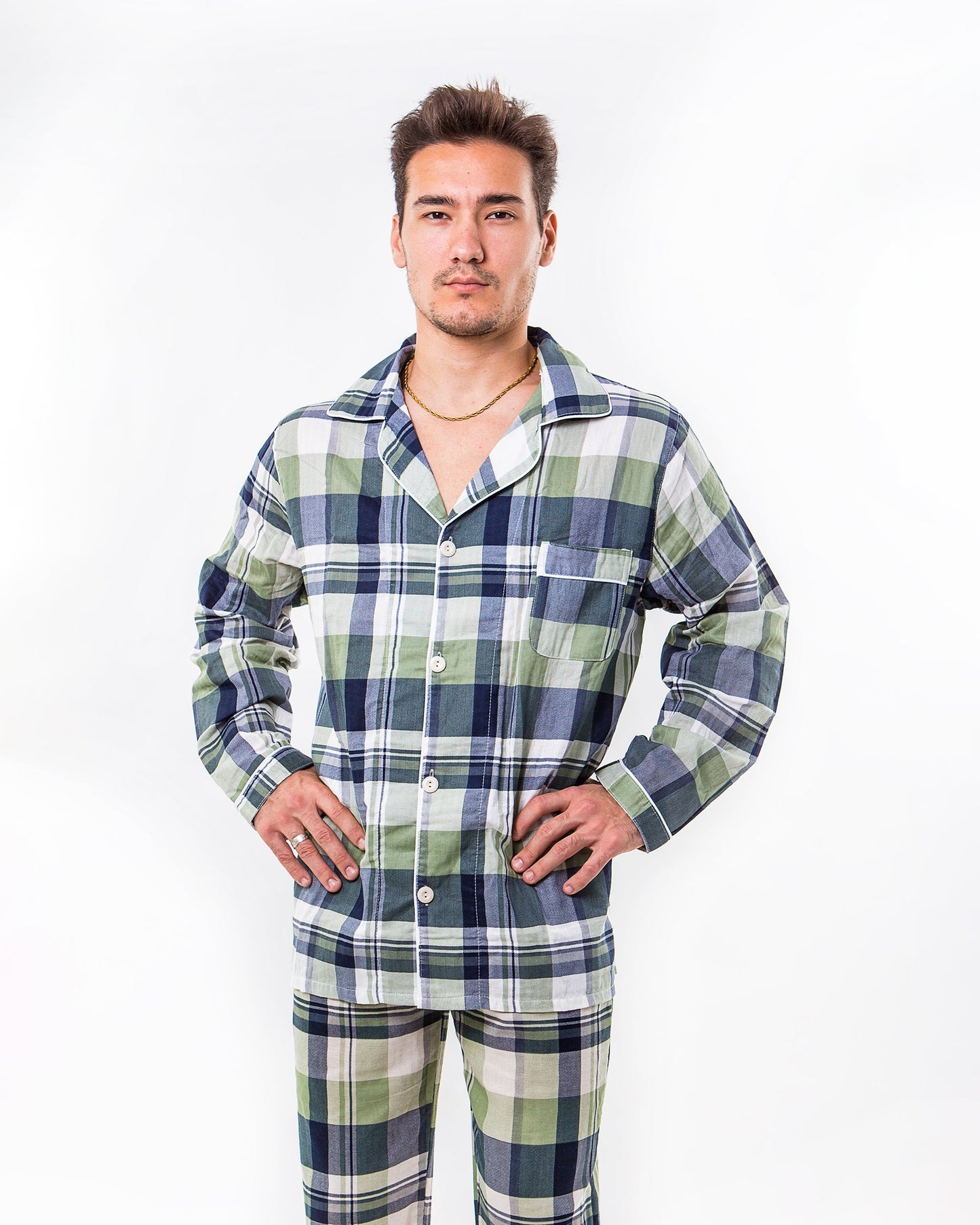 Green Plaid Menโs Pajama Set - Menโs Pajamas