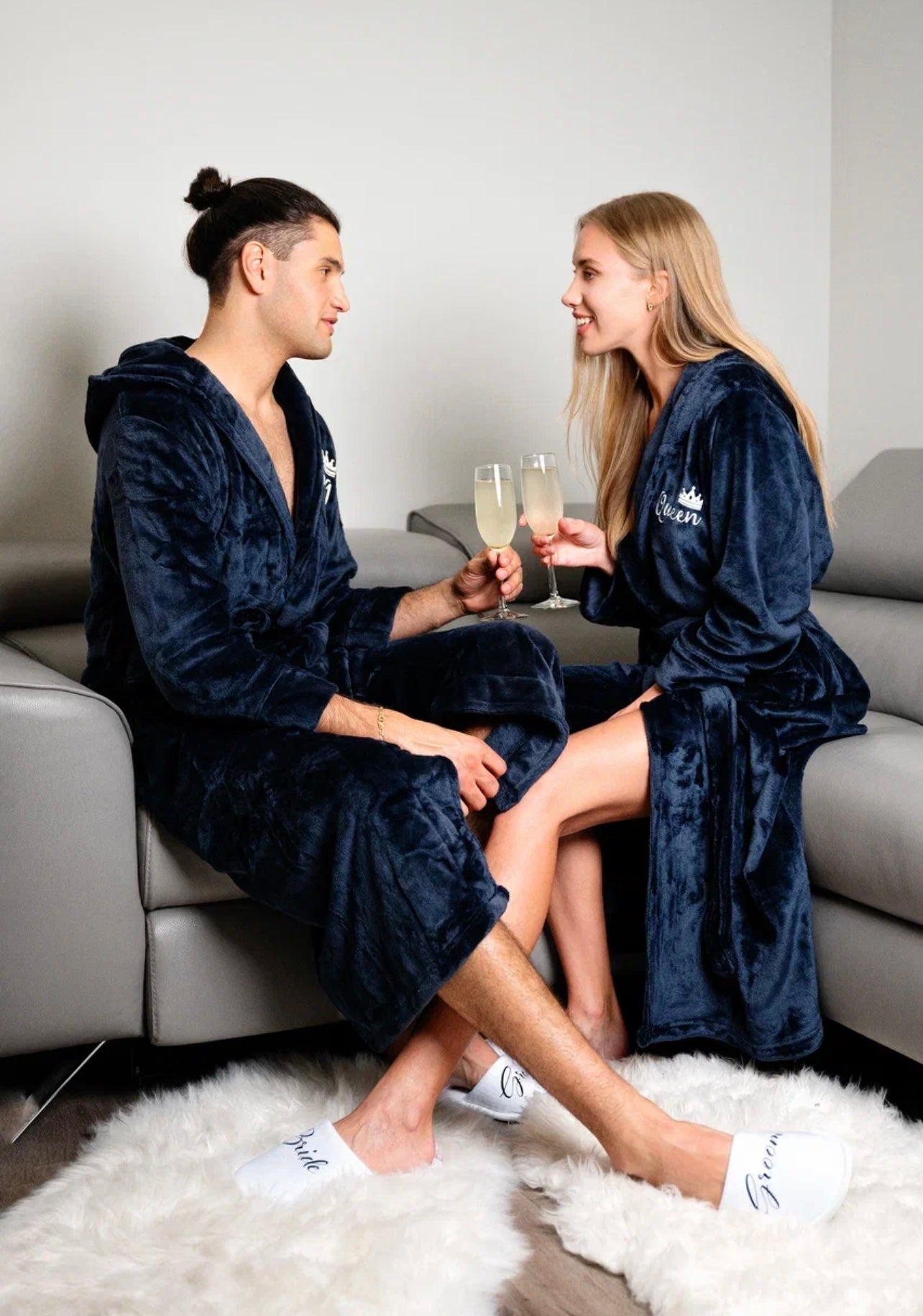 Groom Custom Hooded Long Bathrobes - custom bathrobes