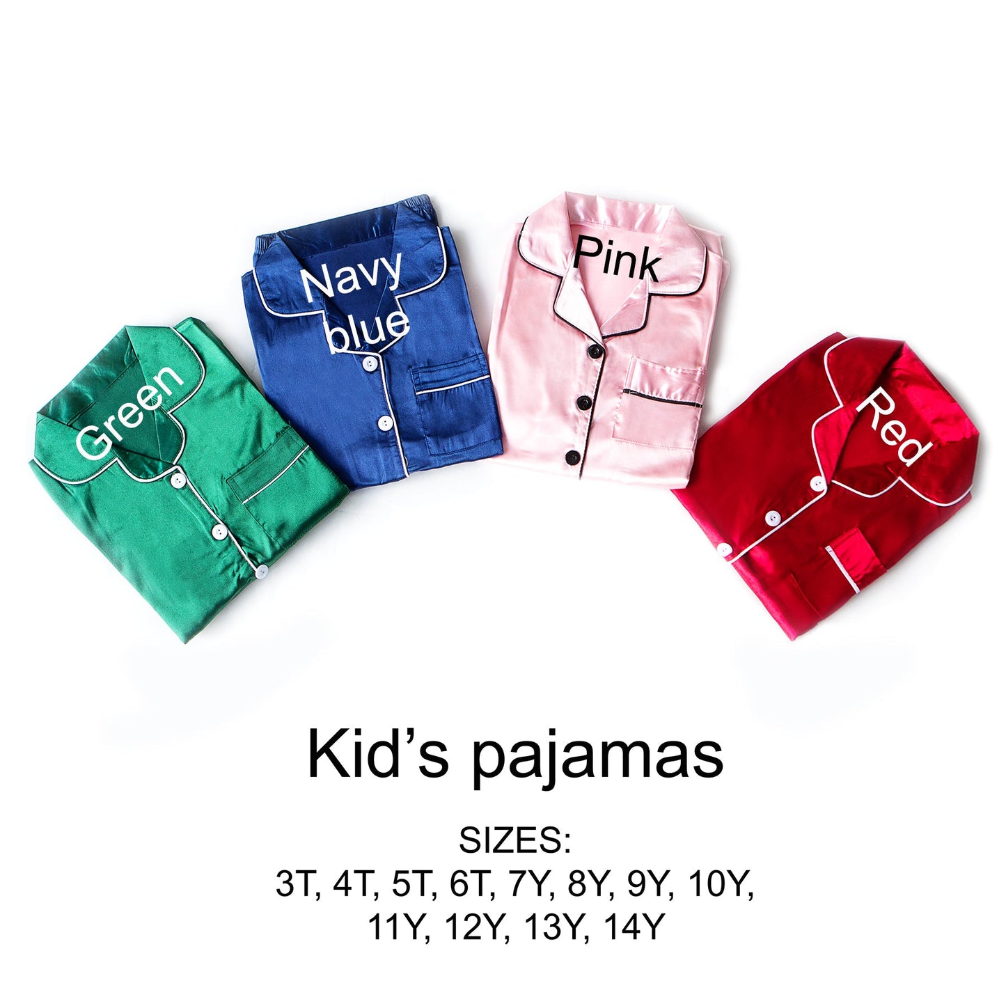 Kids Unisex Satin Customized Pajama Sets Long Sleeves +