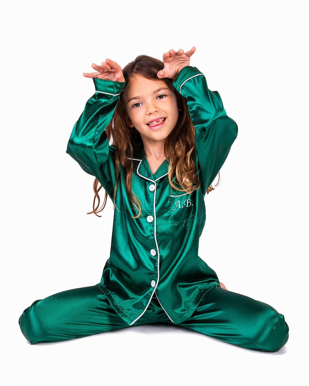 Kids Unisex Satin Customized Pajama Sets Long Sleeves + 