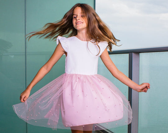 Flower Girl Tutu Dress With Pearls