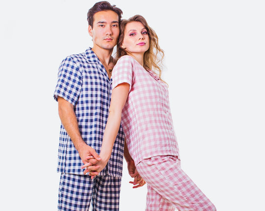 Custom Plaid Cotton Matching Pajamas Set
