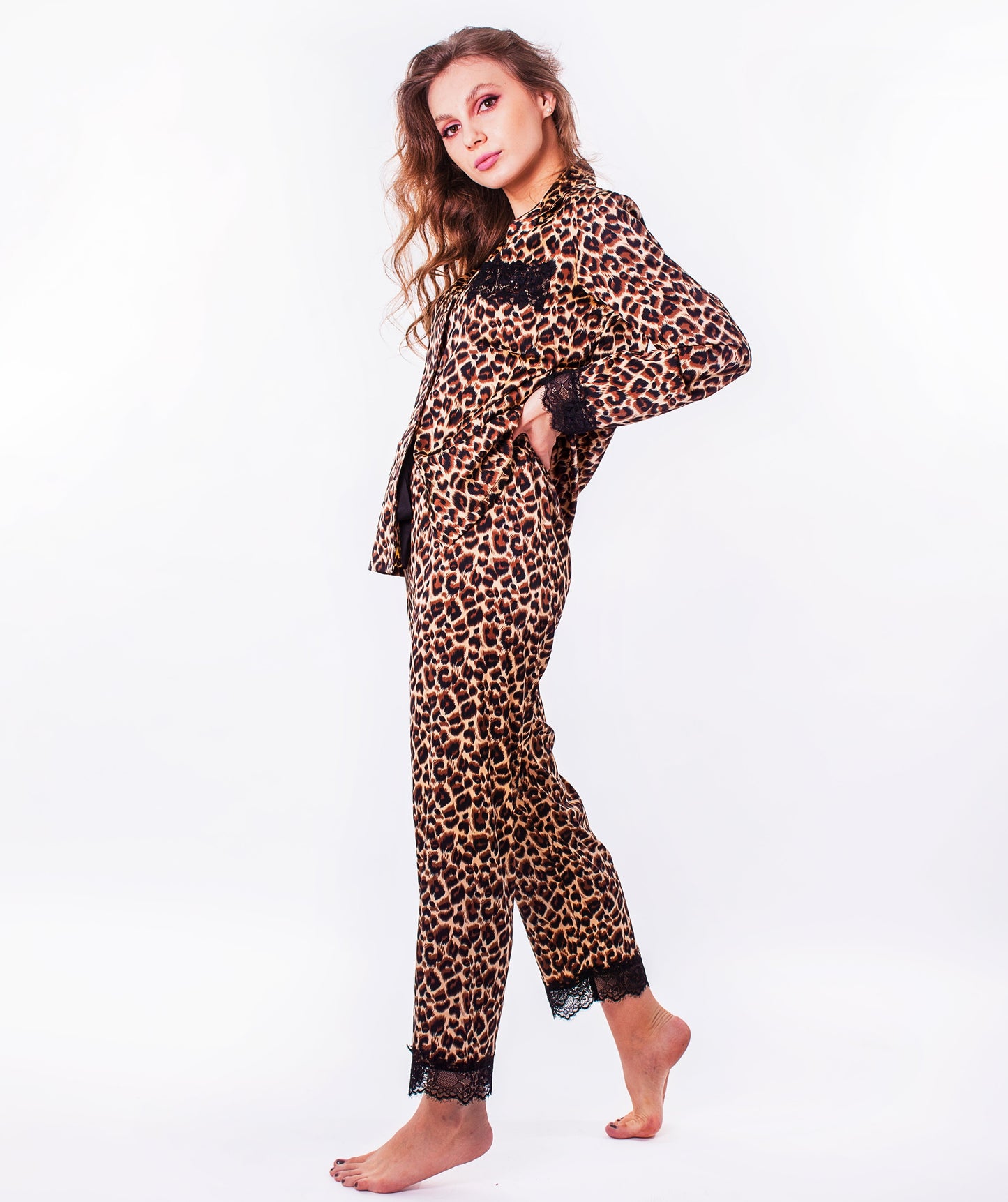 Leopard Print Lace Pajama Set L+L