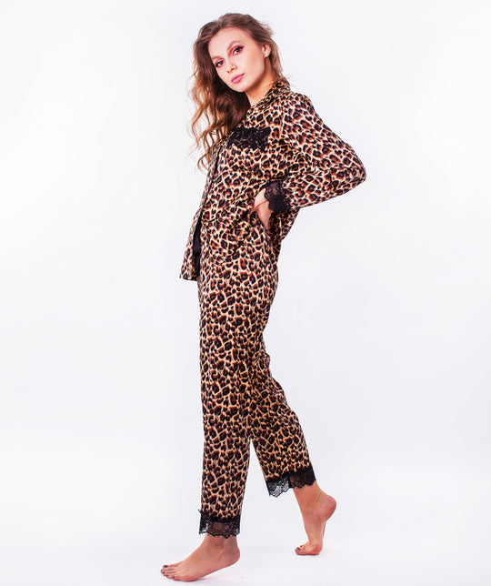 Leopard Print Lace Pajama Set