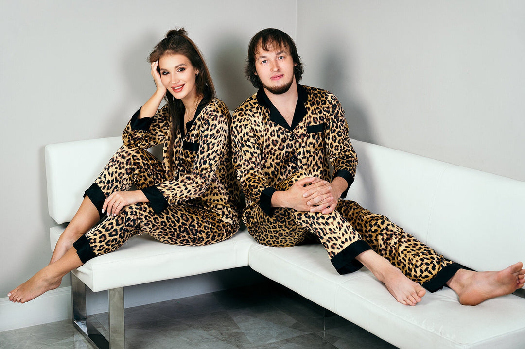 Leopard Satin Men’s Pajama Set - Men’s Pajamas