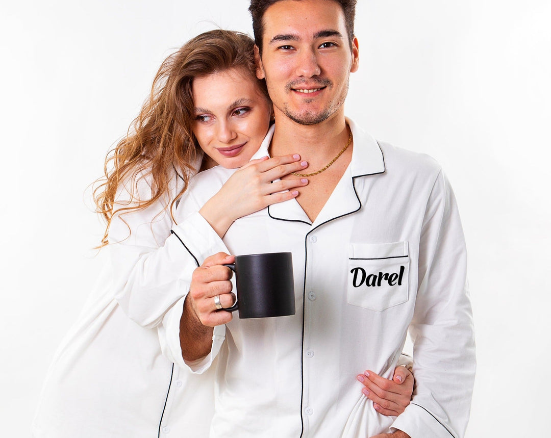 Matching Cotton Couple Customized Pajamas - Pajamas for