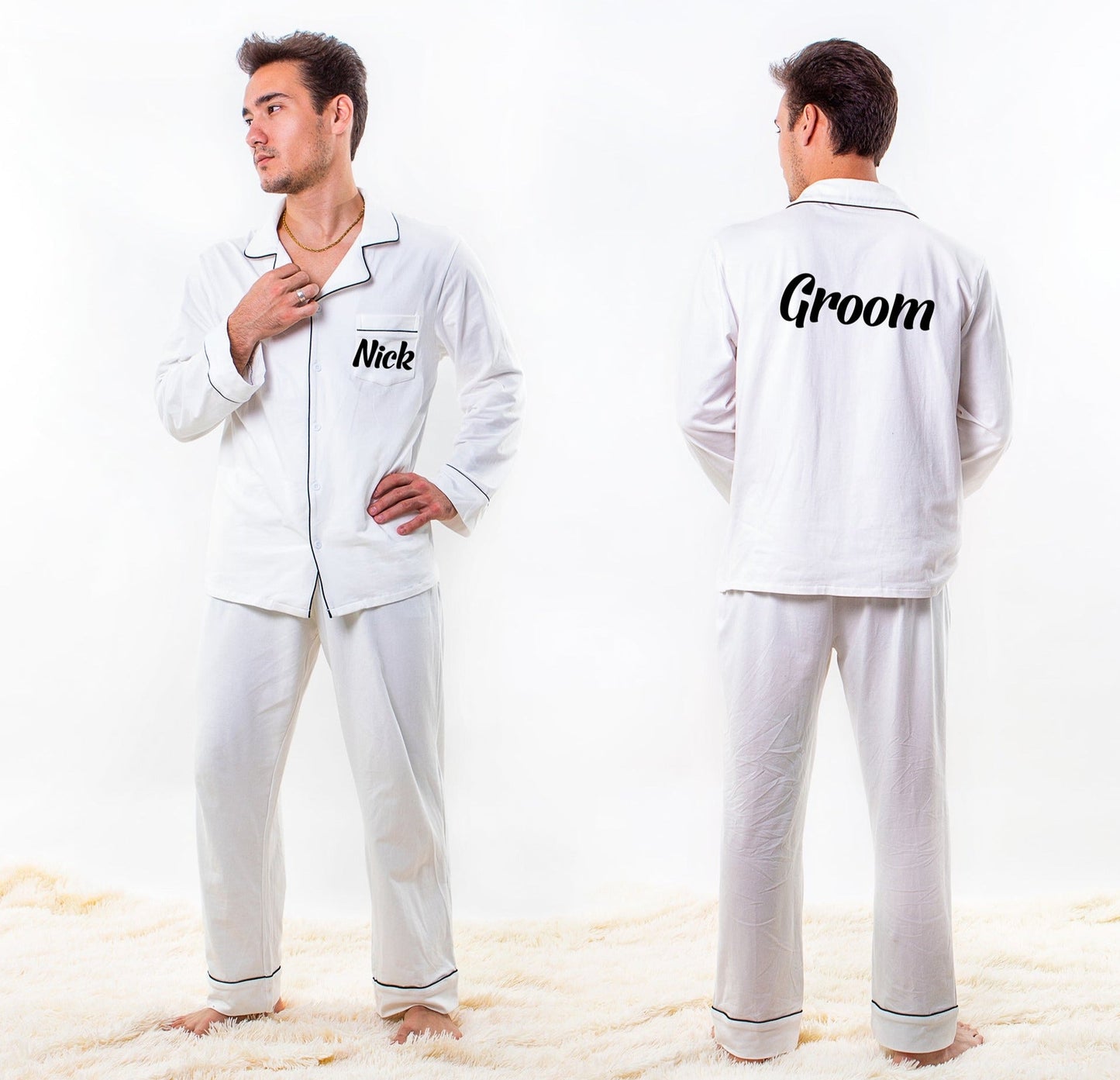 Menโs Cotton Pajama Set - Menโs Pajamas