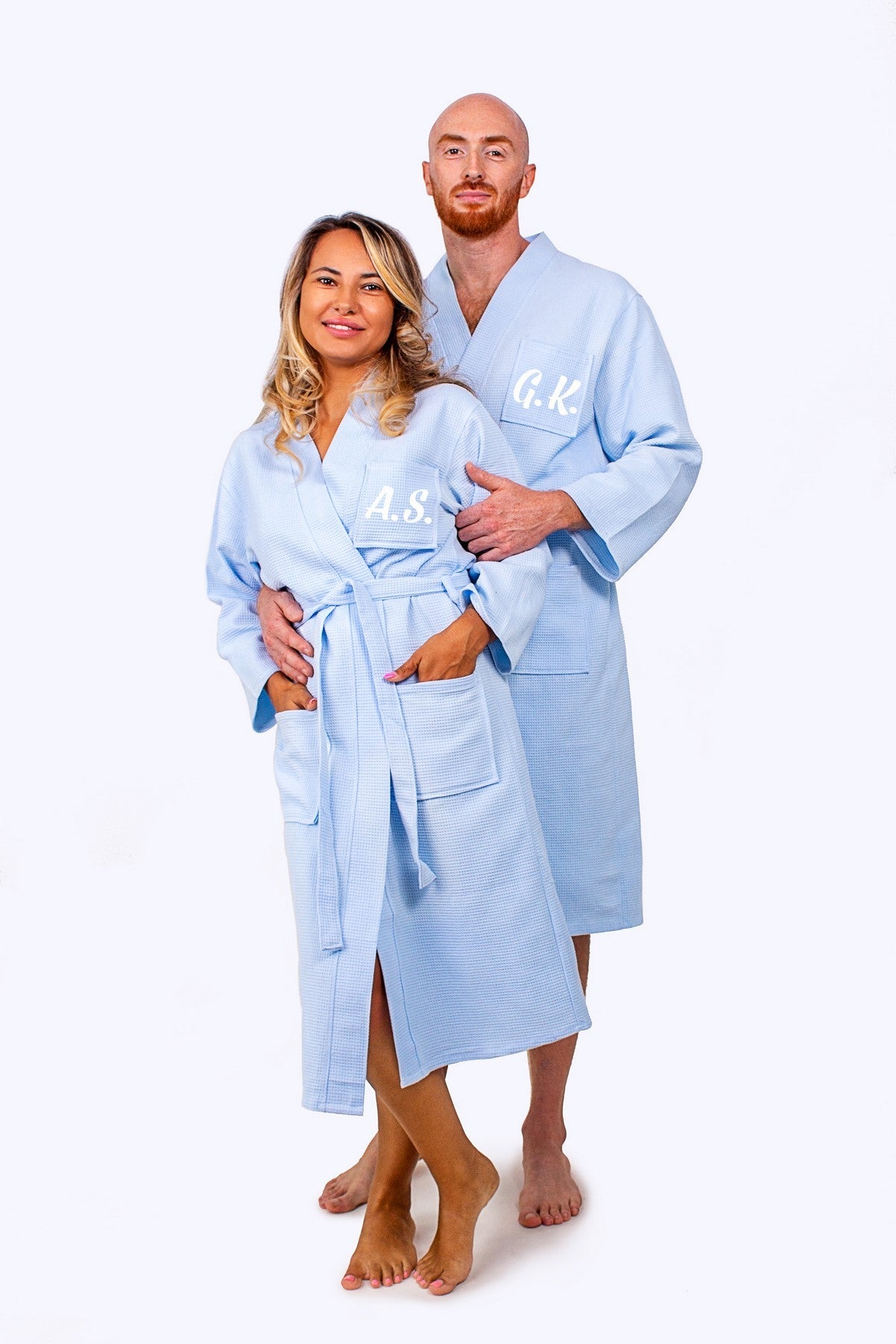 Men’s Custom Long Cotton Waffle Robe - men’s robes