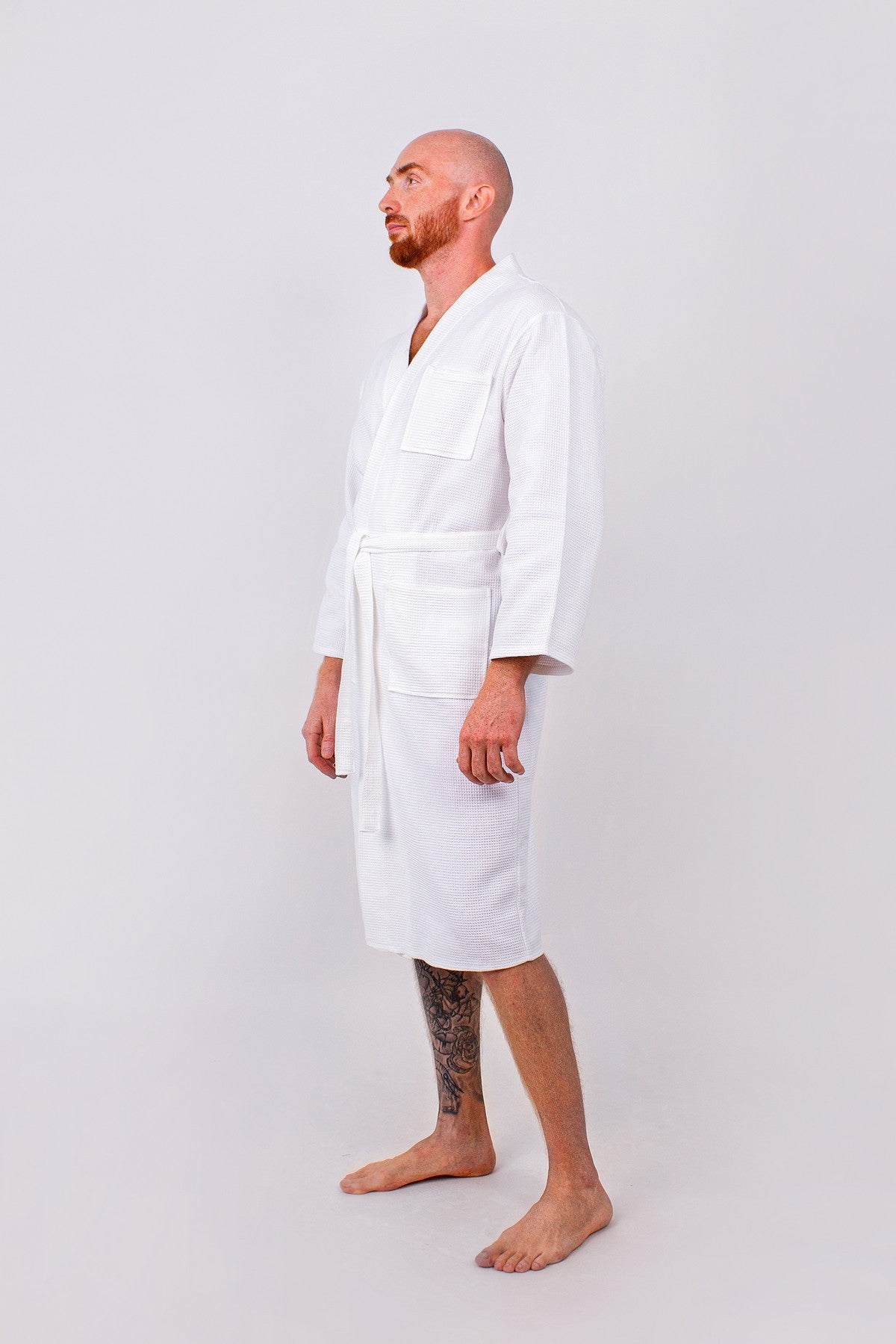 Men’s Custom Long Cotton Waffle Robe - men’s robes