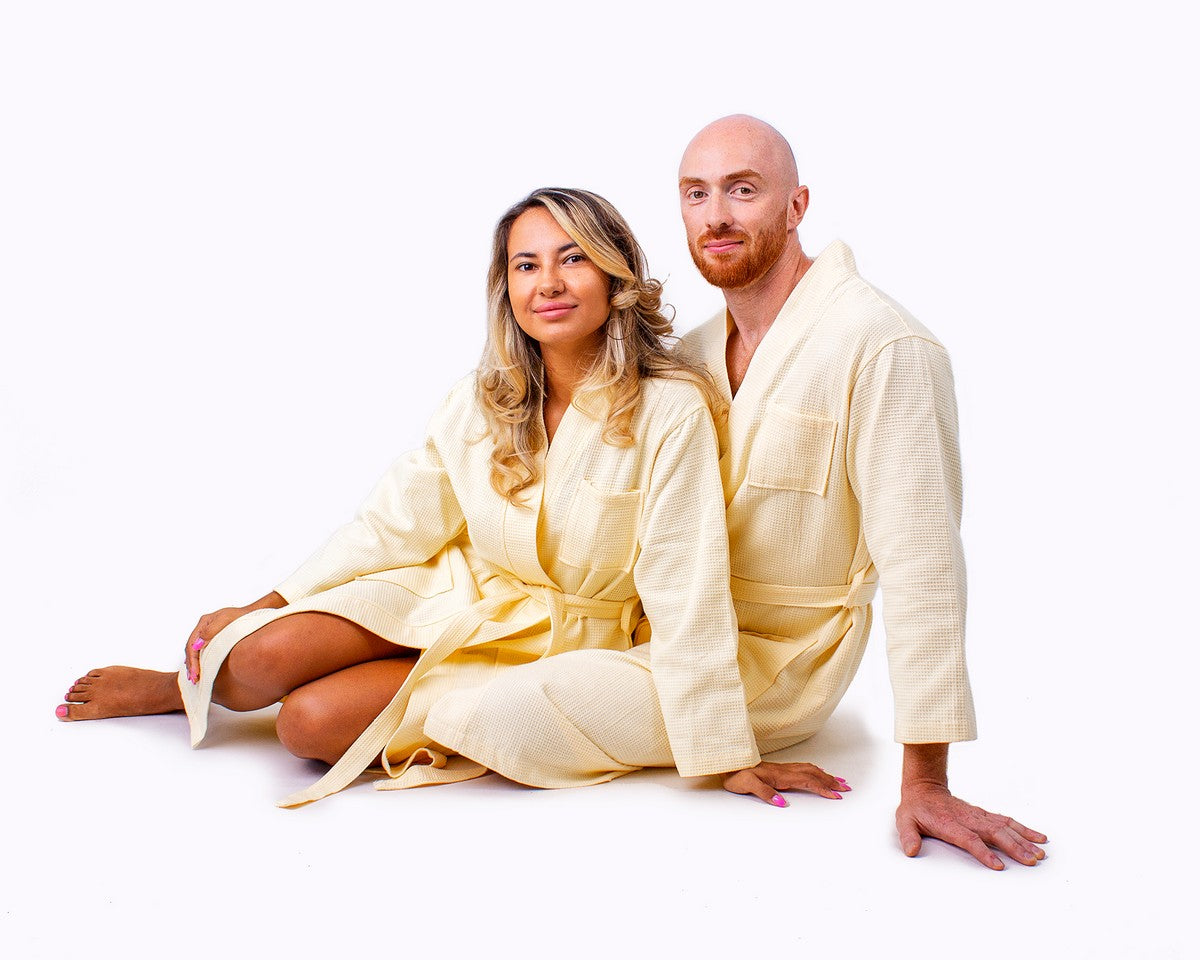 Men’s Custom Long Cotton Waffle Robe - men’s robes