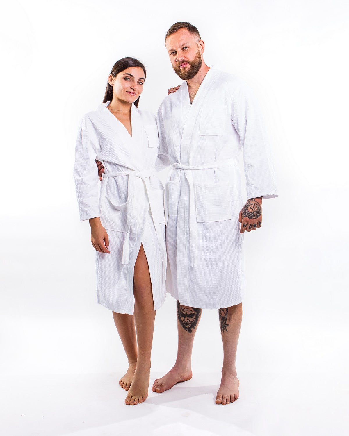 Men’s Custom Long Cotton Waffle Robe - men’s robes
