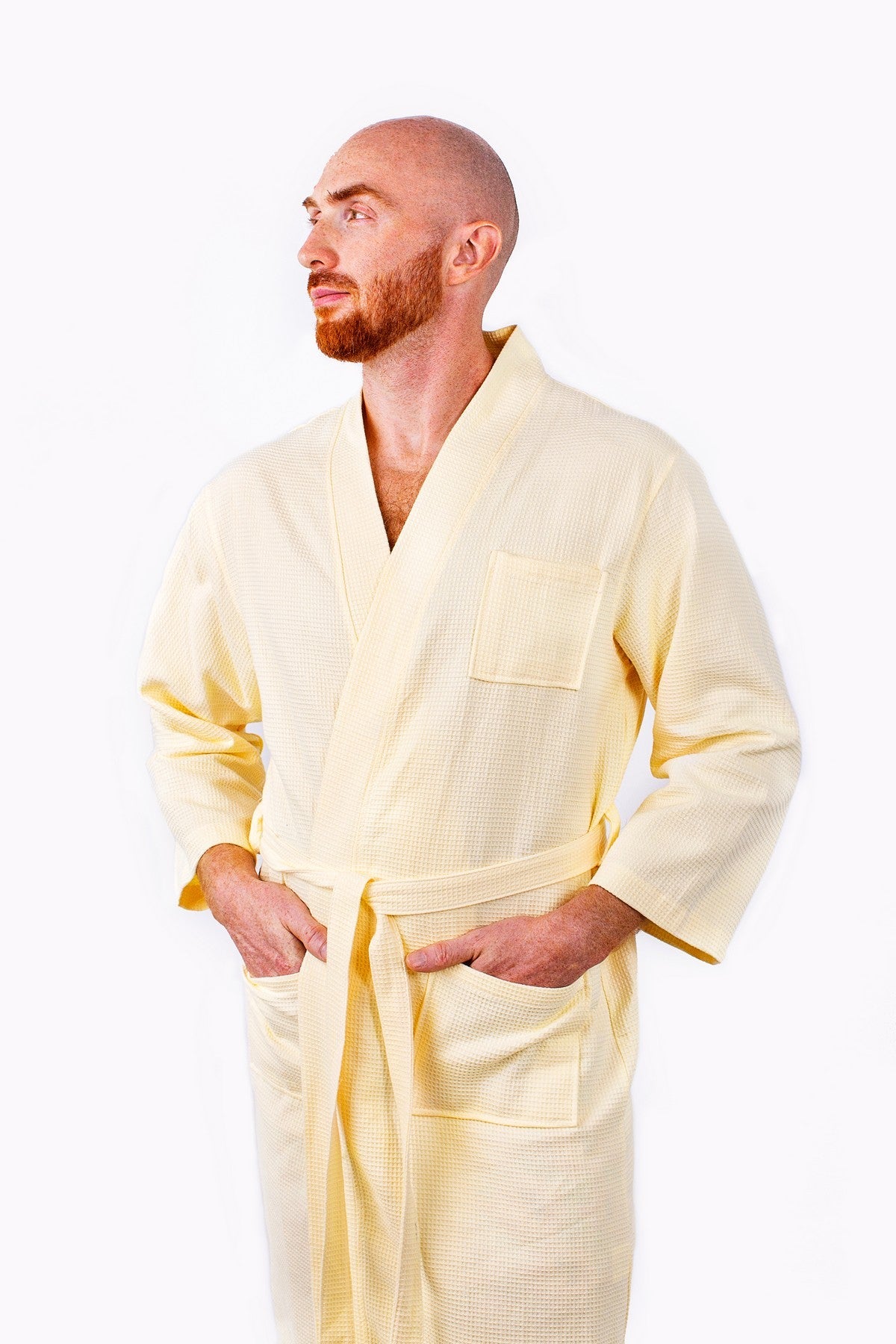 Men’s Custom Long Cotton Waffle Robe - men’s robes