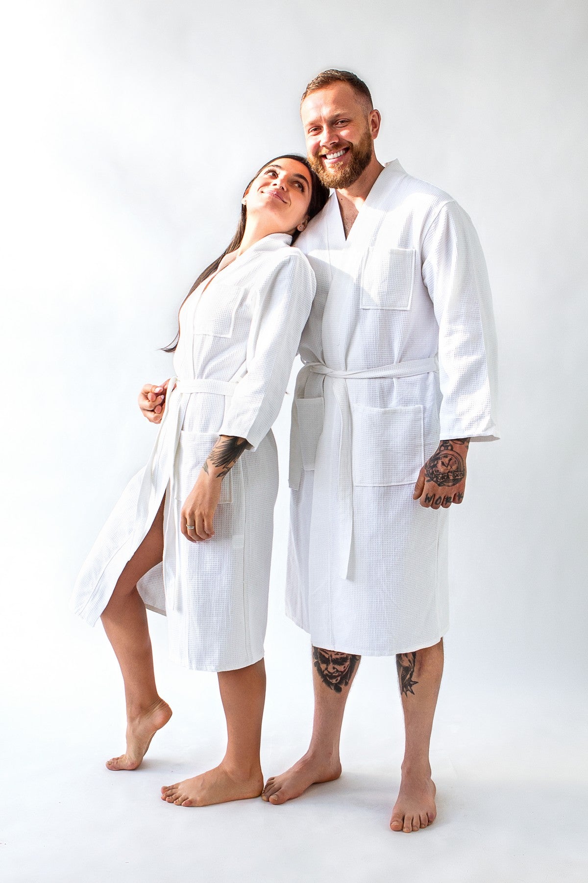 Men’s Custom Long Cotton Waffle Robe - men’s robes