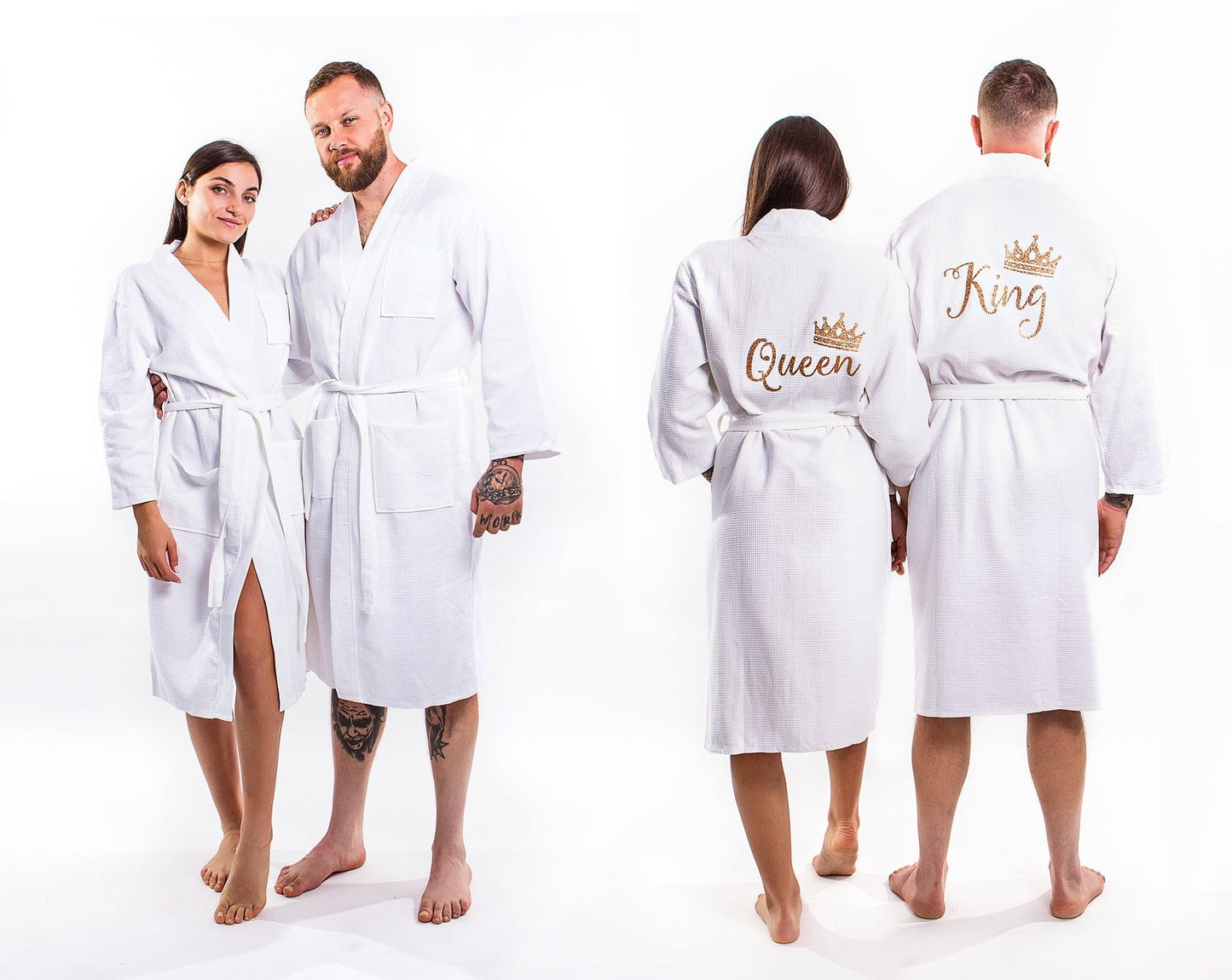 Men’s Custom Long Cotton Waffle Robe - men’s robes