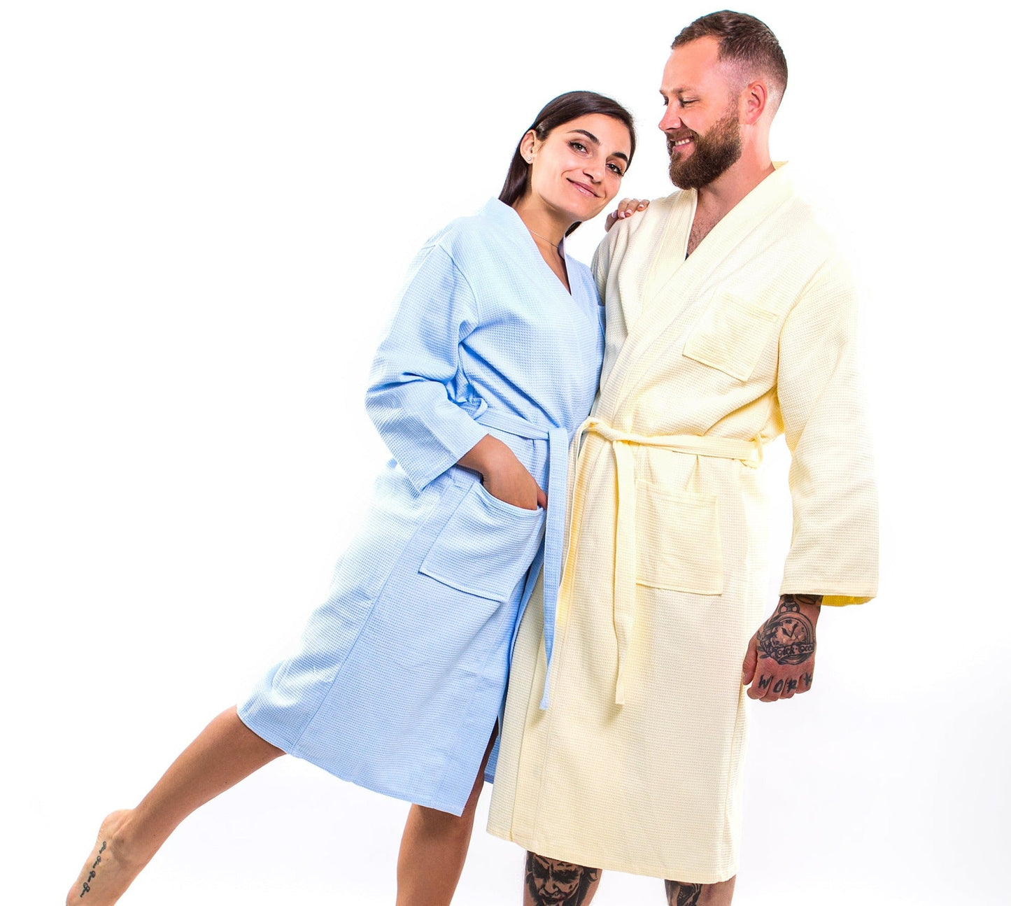 Men’s Custom Long Cotton Waffle Robe - men’s robes
