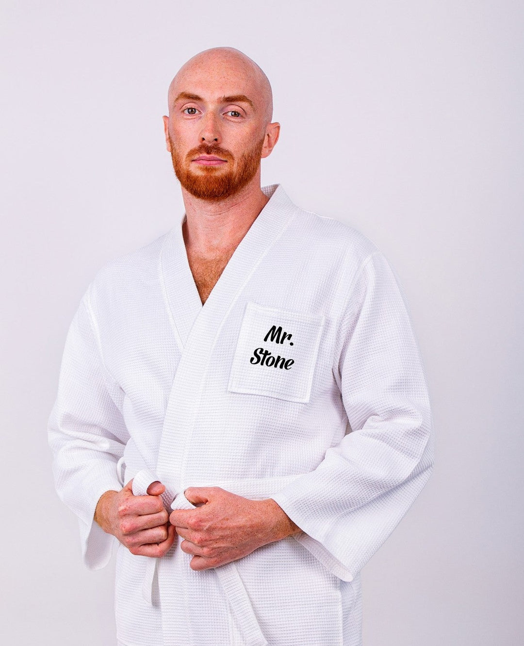 Men’s Custom Long Cotton Waffle Robe - men’s robes