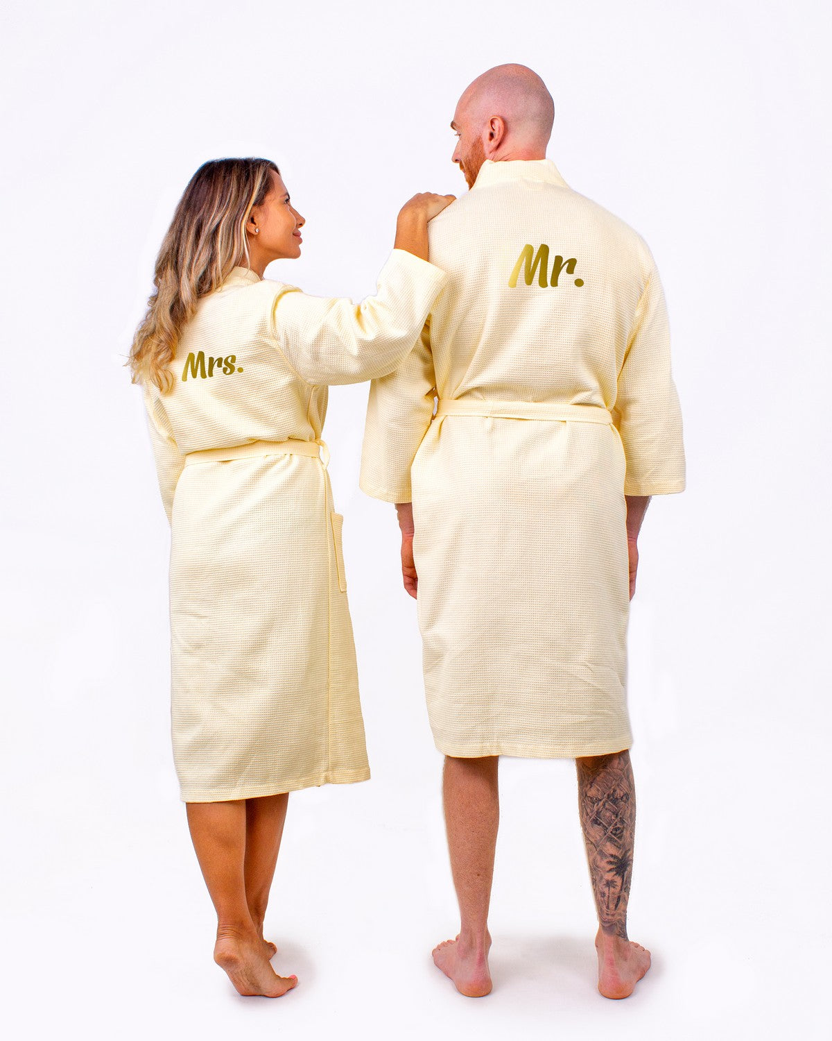 Men’s Custom Long Cotton Waffle Robe - men’s robes
