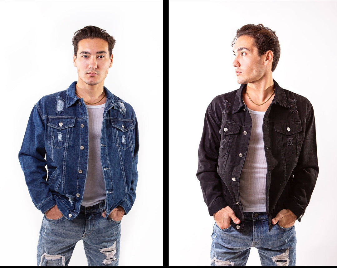 Men’s Custom Ripped Denim jacket - men’s denim jacket