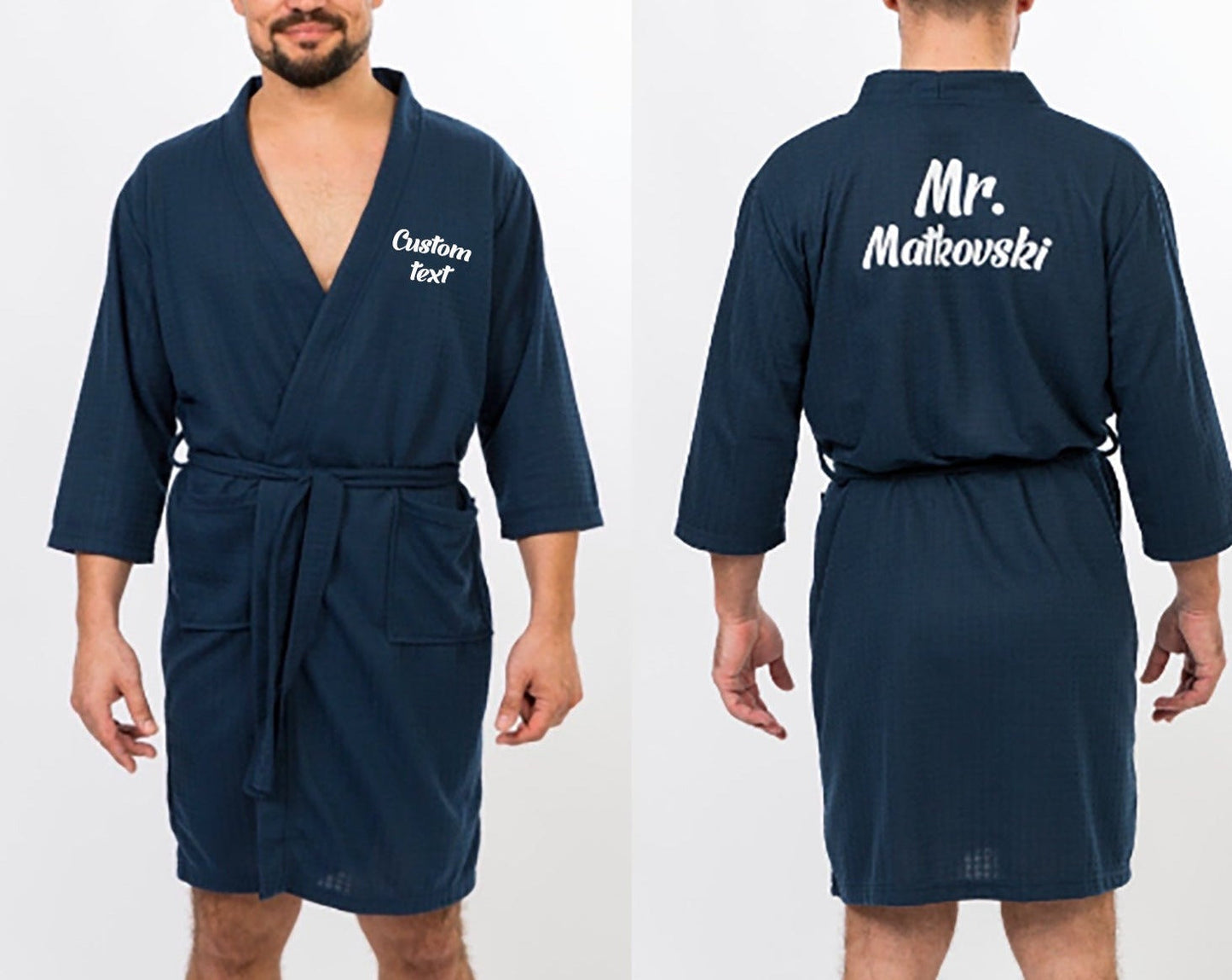 Men’s Waffle Knit Customized Robes - men’s robes
