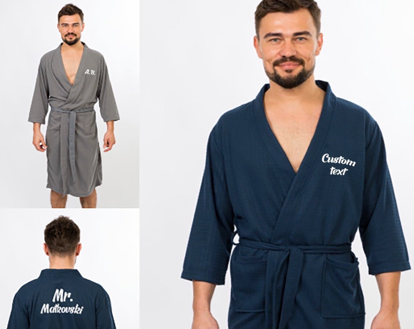 Men’s Waffle Knit Customized Robes - men’s robes