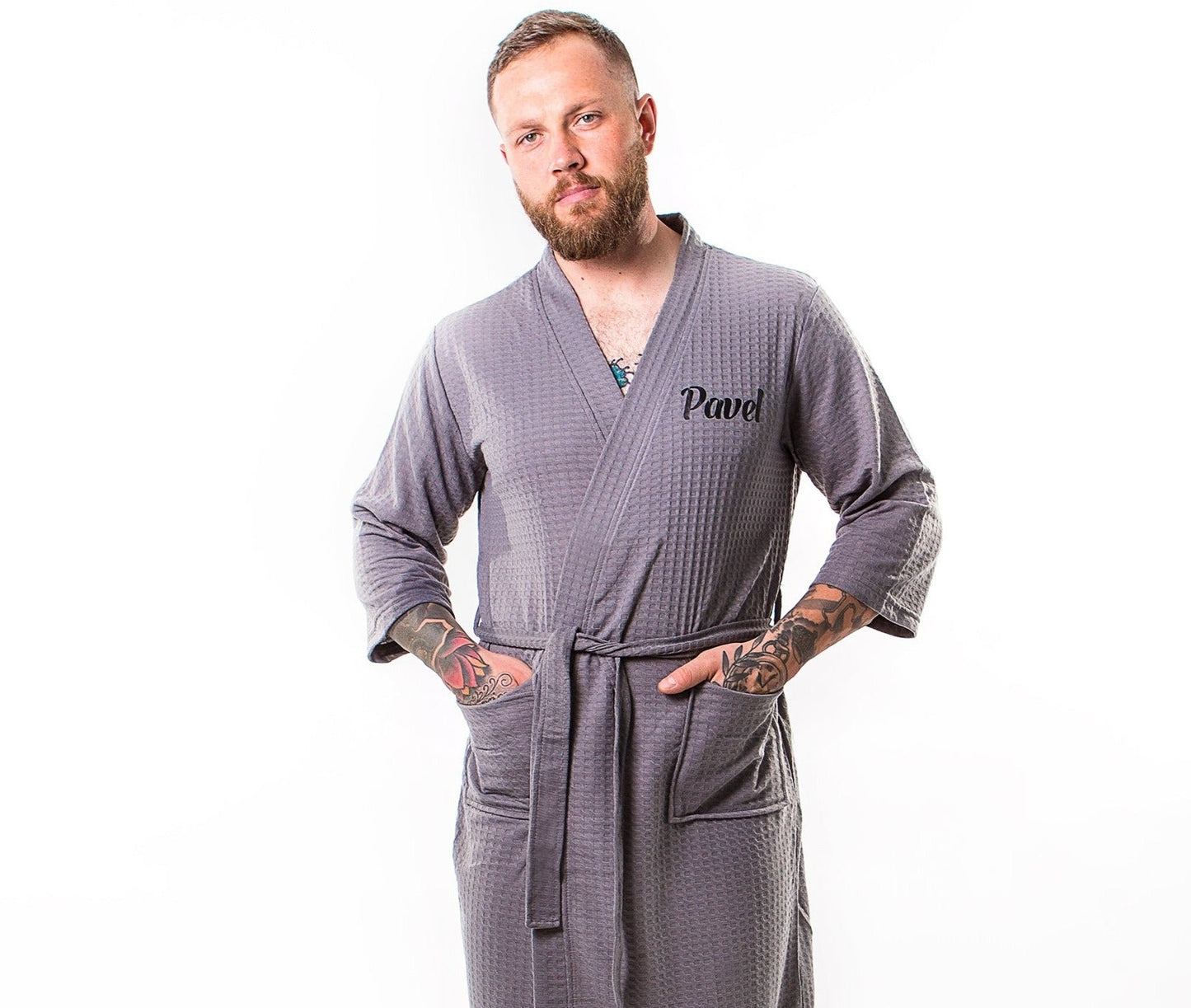 Men’s Waffle Knit Customized Robes - men’s robes