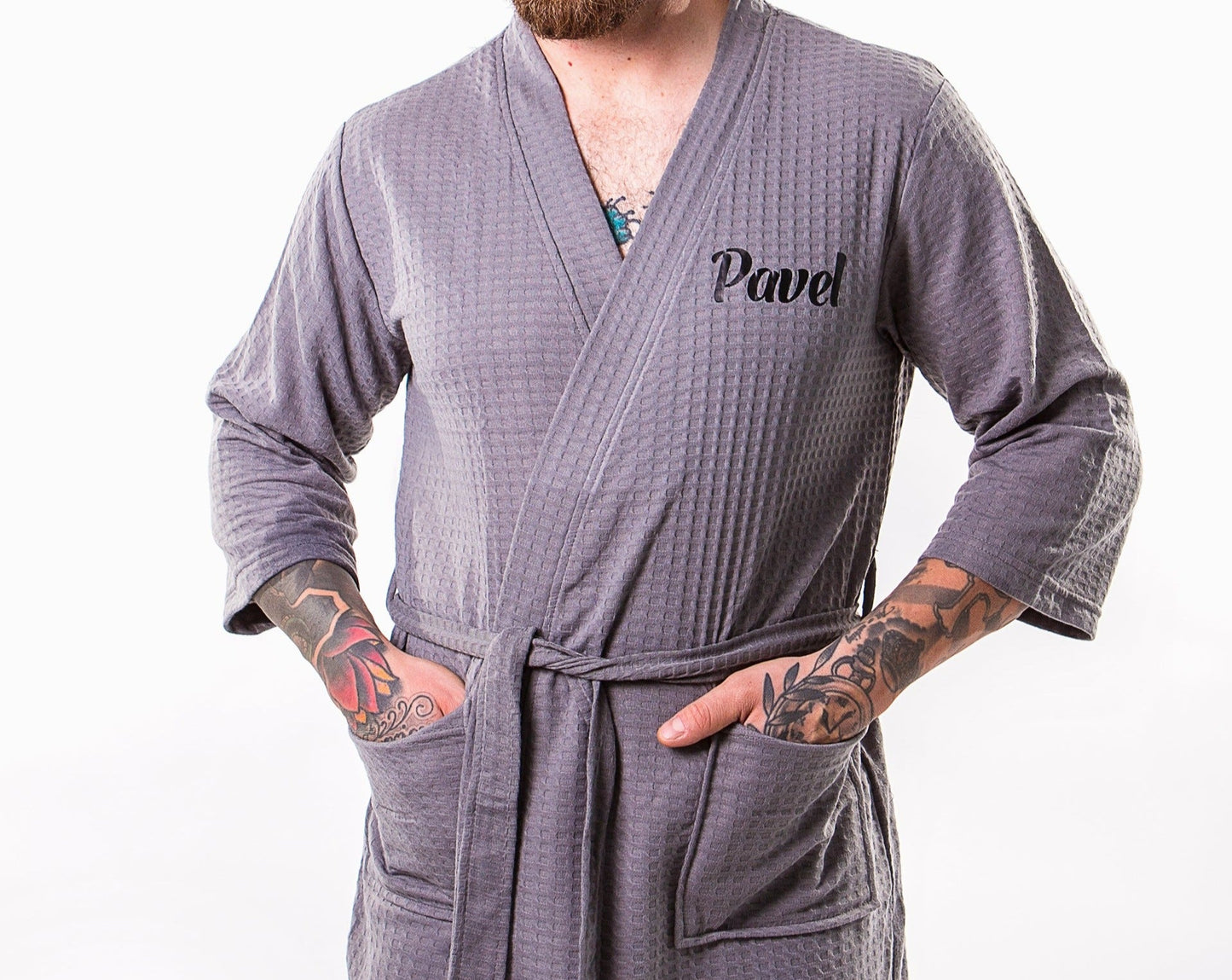 Men’s Waffle Knit Customized Robes - men’s robes
