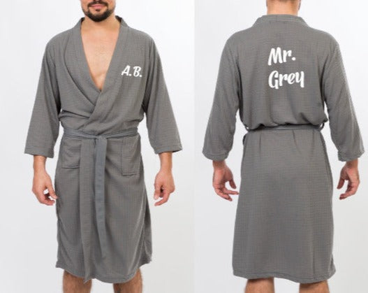 Men’s Waffle Knit Customized Robes - men’s robes